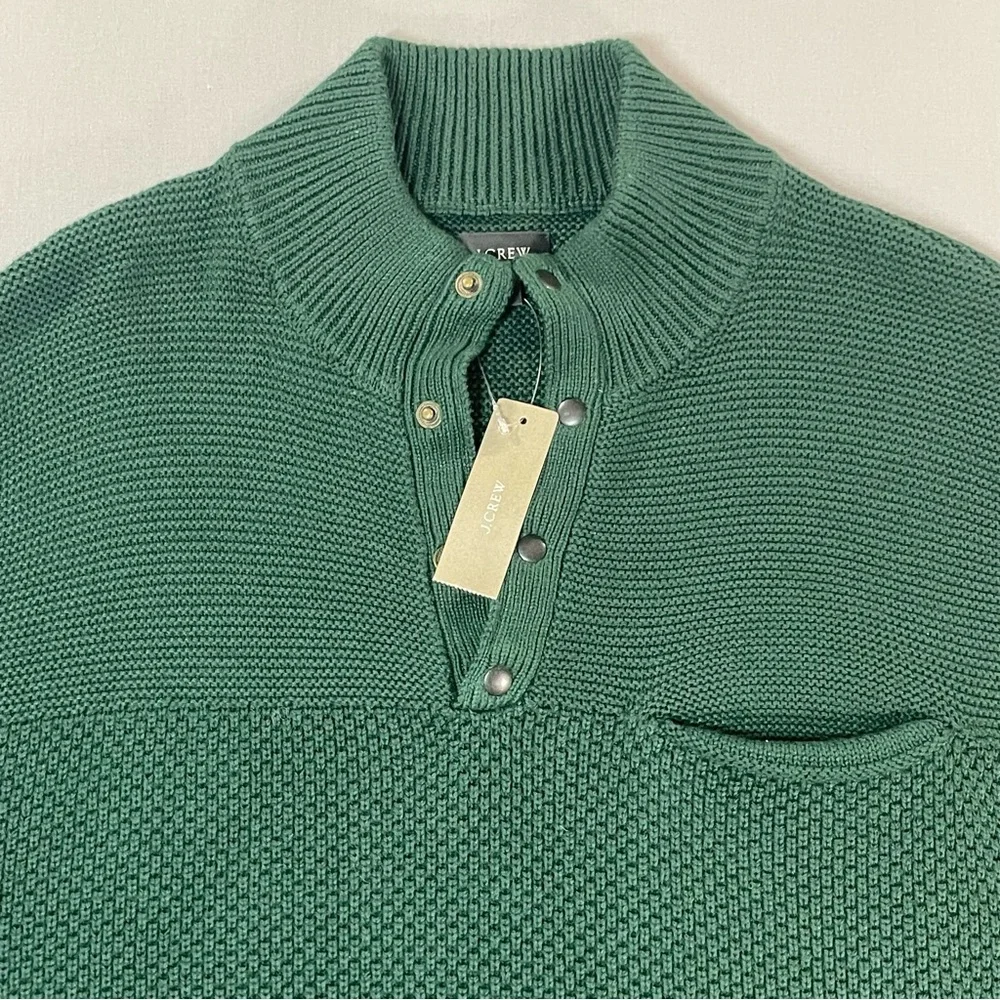 NWT J. Crew Cotton Knit Thermal Quarter-Snap Pullover Henley Style - Mens Medium